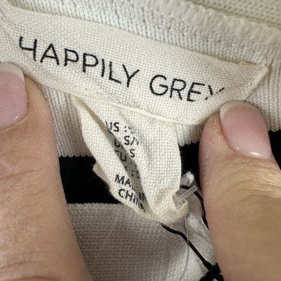 Happily Grey Striped Crisscross Sleeveless Ribbed Stretch Mini Dress Size S - Picture 4 of 13